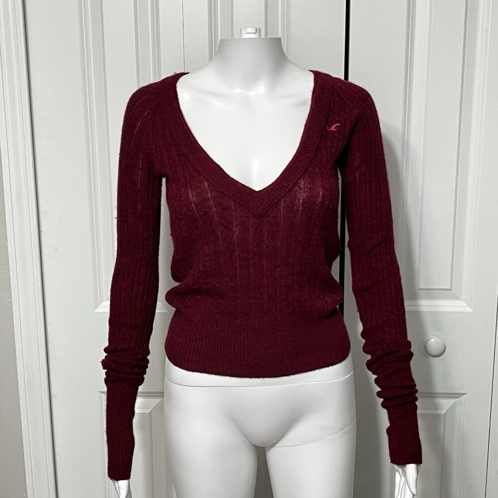 VTG Y2K Hollister Rabbit Hair Blend Fine Knit Babydoll Sweater Top Bella Swan